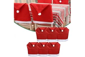 izosen 6 PCS Christmas Chair Covers, Red Santa Claus Hat Chair Back Cover for Xmas Dinning Room Restaurant Non-Woven Fabrics Christmas Party Chair Covers Decor