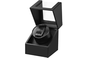 DRAIGERWAY Automatische Uhrenbeweger Box Single Uhrenbeweger PU Leder Uhrengehäuse mit leisem Motor Batteriebetrieb oder Netzteil für Automatikuhren