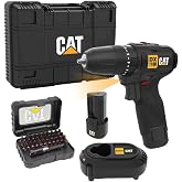 CAT DX1160 12Volt/2.0Ah Li-ion &Ccedil;ift Ak&uuml;l&uuml; K&ouml;m&uuml;rs&uuml;z Profesyonel Şarjlı Darbeli Matkap + DA01901 32 Par&ccedil;a Aksesuar Seti