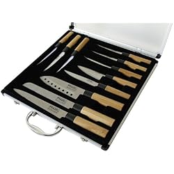 Pradel Excellence - KN2009-11 - Valise de 5 Couteaux de Cuisine + 6 Steaks - Manche Bambou