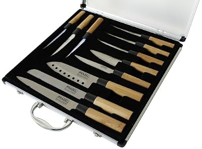 Pradel Excellence - KN2009-11 - Valise de 5 Couteaux de Cuisine + 6 Steaks - Manche Bambou