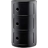 Kartell Componibili Contenitore 3 Elementi, ABS, Base Tonda, Nero, 32 x 32 x 58.5 cm