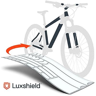 Luxshield Film de Protection Cadre du vélo pour vélo de Route, vélo électrique, VTT, BMX, etc. - Pack de 21 pièces Contre des éclats de Pierres - Transparent Brillant & Autocollant