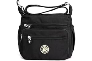 Gelory Torba na ramię z wieloma kieszeniami na co dzień dla kobiet, nylonowa, wodoodporna, regulowany pasek, podróżne torby kurierskie, torby na ramię i torebki