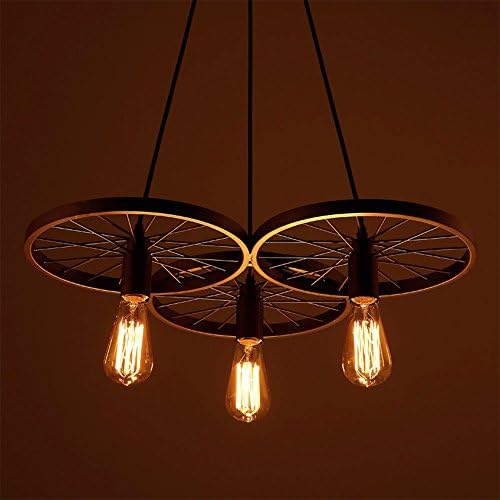 HEYUN&amp; E27 Hanging Metal Wheels Ceiling Pendant Light Vintage Industrial Retro Country Style Chandelier Dining Hall Restaurant Bar Cafe Lighting Use E27