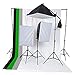 Produktbild ETiME® Hintergrund Fotostudio Set + 3 x 135W Softbox Lampe Galgenstativ + 4X Hintergrundstoff Hintergrundsystem Komplett Studio Set