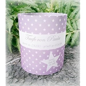 4er Set Tischlicht Tischlichter Sterne Taufe Tischdeko personalisierbar flieder