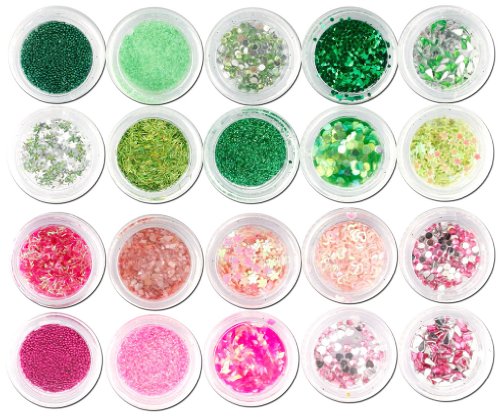 100x Nagel Kunst Strass Glanzer Splitter Pailette Mix Set Wunderbar!!! - 6