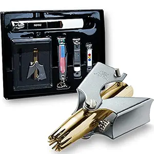 [Made in Korea] NO Battery,5 Pcs Nose Hair Trimmer Set, Value Pack,(Nose Hair Trimmer with 4 Nail Clippers) The Best Gift for Family, (Gold&Black)