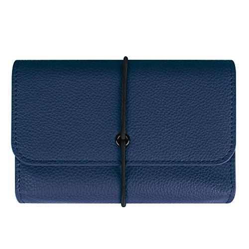Fintie Schutzbeutel Tasche aus Kunstleder zum Verstauen elektronischen Zubehör Elektronische Organisator Tragetasche Reisetasche für MacBook Maus / Netzadapter / Kabel / SSD / HDD Enclosure / Powerbank, Marineblau - 8