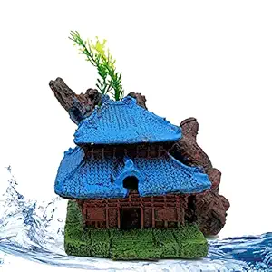 Jainsons Pet Products Monk Hut Ornament for Aquarium Fish Tank Decoration with Air Stone