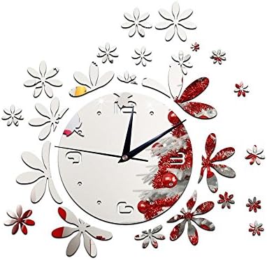 OOFAY&amp; Acrylic mirror wall clock / Flower-shape Mute clock ,Use for Study living room children's room,35*45cm , silver