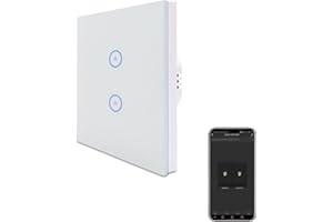 Useelink Interruptor inteligente WiFi, interruptor inteligente para el hogar con pantalla táctil, interruptor de luz LED de atenuación inteligente para Alexa, temporizador blanco, 2 velocidades, 1