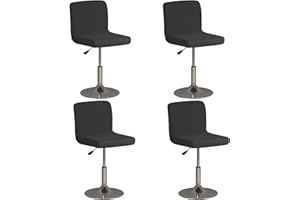 AOSCTELF 4 Pack Bar Stool Covers with Backs, Stretch Washable Bar Stool Chair Covers Square Seat Stool Covers for Swivel Dining Chair Counter Stool Pub Black Furniture Chair- Black