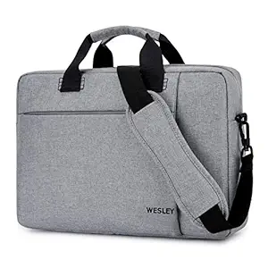 Wesley Office Laptop Bag Briefcase Notebook Professional Business 15.6 Inch Briefcase Messenger Sling College Bag Water Resistant Laptop Bag Tablet Business Carrying Handbag for Women and Men? (Grey)