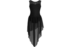 iEFiEL Mädchen Ballettkleid mit Schlitz Tüll Rock Lyrischer Tanzkleid Standard Ballsaal Walzer Tango Ärmellos Ballett Trikot Kleid