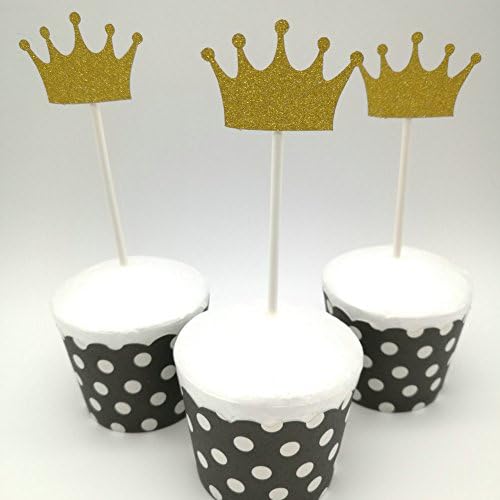 DOOXOO Handmade Glitter Crown Cupcake Toppers Birthday Party Cake Toppers Birthday Cake Decorations (Set of 10)