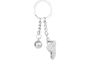 WEINIBAO Llavero de Fútbol para Niños y Adultos, Deportivo Plateado Mini Bota y Balón, Regalo de Cumpleaños