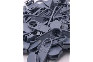 SLANTASTOFFE 20 Zipper Schieber für 5mm Reißverschluss endlos 27 Farben (Hellgrau)