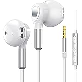 Headphones Wired, In-Ear Wired Earphones Earbuds, Half in Ear Headphones 3.5mm Jack, Wired Headphones with Microphone and Vol