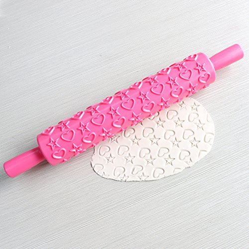SUNJAS 6tlg Teigrolle Musterrolle Prägerolle Nudelrolle mit Muster Farbenfrohe Tortenverzierung Kunststoff Fondant Kuchen Teig Backen Deko - 4
