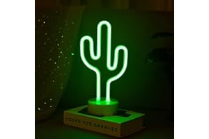 ALEENFOON Letrero de luz de neón LED Decoración de dormitorio Luces de noche Iluminación interior Luces de noche con pilas alimentadas por USB para fiesta Bar Navidad (Cactus Verde)