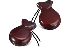 XIAOJUN 1 Paio di Castagnette Spagnole con Corda, Circa 8,8x6,5x3 Cm, Classiche Castagnette In Legno per Percussioni A Mano ()