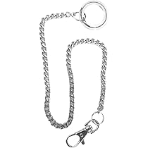 JSUOEO Catena per pantaloni, 2 pezzi, a portafoglio, catena portachiavi punk, portachiavi in acciaio inox, catena con moschettone, catena per pantaloni per portafoglio e chiavi, argento, S