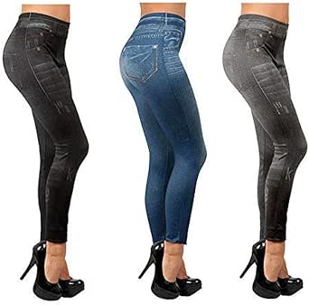 ShopINess Confezione da 3 Slim Jeggings (1Nero, 1Grigio, 1Blu) : Amazon.it:  Abbigliamento