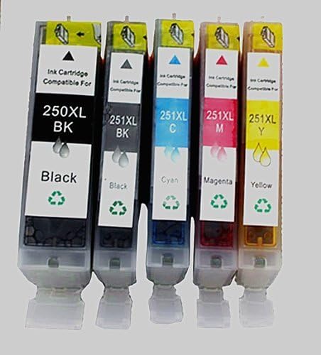 INKTONER Compatible Canon PGI-250 , CLI-251, Canon 251, Canon 250 1 Small Black, 1 Cyan, 1 Magenta, 1 Yellow, 1 Big Black for use with Canon PIXMA iP7220, PIXMA MG5420, PIXMA MG5422, PIXMA MG6320, PIXMA MX722, PIXMA MX922. by Ink Toner