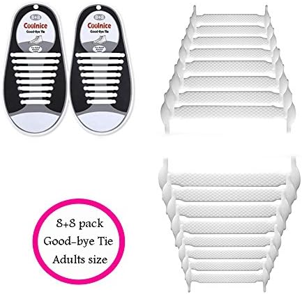 No Tie Shoelaces for Kids and Adults - Slip On Tieless Lace Waterproof Silicone Flat Elastic Shoe Laces Strings for Athletic Running Sneakers Boots Board and Casual Shoes
