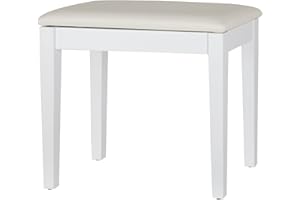‎CLASSIC CANTABILE Classic Cantabile Pianobank Modell S - Stabiler Klavierhocker - Weiße Sitzfläche aus Kunstleder - Ablagefach unter der Sitzfläche - Massive Holzkonstruktion - Weiß Matt