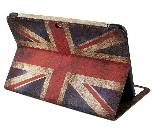 gada – Samsung Galaxy Tab 3 10.1 P5200 P5210 P5220 aufwendig verarbeitete Leder-Imitat tasche mit praktischer Standfunktion in schickem England Style inkl. kostenloser Displayfolie und Touch Pen - 3