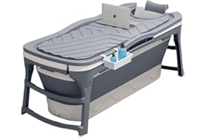 Hello Bath ® su propia bañera plegable para relajarse para adultos | 140 x 63 x 53 cm | baño | bañera móvil plegable | baño gris pequeño | bañera portátil plegable