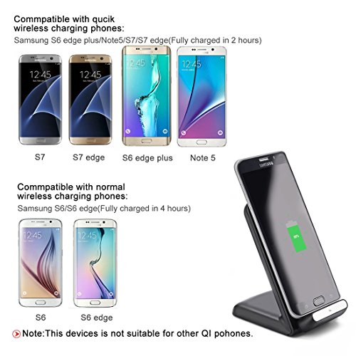0 W Schnelle WLAN Ladegerät, Itorrent Qi Charging Stand A18 C nur geeignet für Samsung S7 S7 Edge S6 Edge Plus Note5 in Portrait Modus, nicht geeignet für andere Qi-Handys (Schnelle Power Adapter nicht im Lieferumfang enthalten) - 3
