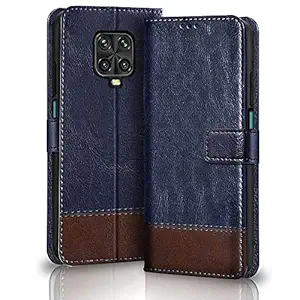 TheGiftKart Mi Redmi Note 10 Lite/Note 9 Pro/Pro Max Flip Cover Back Case | Dual-Color Leather Finish Flip Back Cover for Redmi Note 10 Lite/Note 9 Pro/Pro Max/Poco M2 Pro (Blue & Brown)
