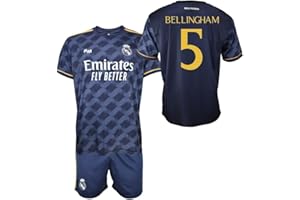 Real Madrid Boys T-shirt and Pants Set - Bellingham 5 - Away Kit of the Season 2023-2024 - Official Licensed Replica - Kids