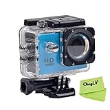 CkeyiN ® 1080P Full HD Impermeable Cámara de Acción Deportiva con Pantalla LCD de 2.0 Pulgadas (Azul)