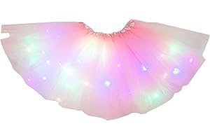 AMUSINGTAO Falda tutú para niñas con lentejuelas de estrellas con luz LED, falda tutú para niñas pequeñas, vestido de baile de fiesta, ropa de princesa, ballet para niños de 3 a 8 años
