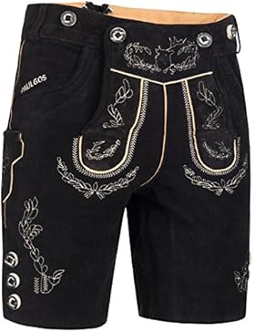 PAULGOS Herren Trachten Lederhose + Träger, Echtes Leder, Kurz in 5 Farben Gr. 44-60 HK1