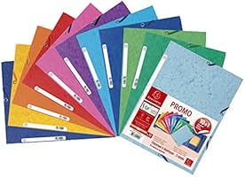 Exacompta - Réf. 55510AMZE - Un lot de 11 chemises à élastiques 3 rabats en carte lustrée (10 + 1 gratuite) 24x32 cm 400...