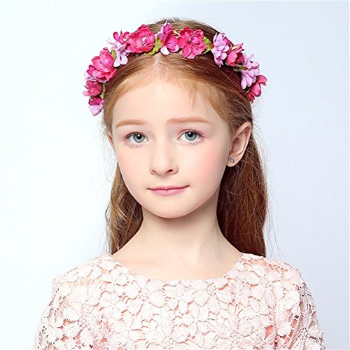 Preisvergleich Produktbild SMQY® Hochzeits-Haar-Zusatz-Kranz-Blumen-St... , rose red garland
