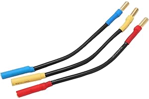 RiToEasysports 3Pcs 4mm Banana Plug Extension Cable,13cm Length Extension Cable Silicone Wire for RC Car, Boat, Aircraft ESC Connection