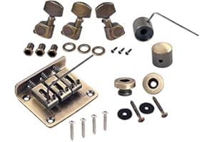 Alnicov Kombi-Kits, Bronze, Sattelbrücke, Stimmwirbel, Kontrollknöpfe, Gurtschlösser, Schraubenschlüssel, Unterlegscheiben für 3-saitige Zigarrenbox-Gitarre