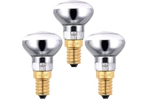 SUNNYLINN 3X R39 25W Lava Lamp Bulb 230V E14 Small Edison Screw Reflector Spot Light Lava Lamp Bulbs Dimmable, Warm White 2600K Energy Saving R39 Spotlight Halogen Bulbs (Gold Base).