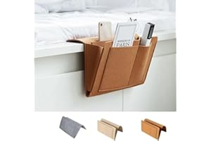 LUCKKY Filz Bettaufhänger Organizer Tasche für Bett Sofa Schreibtisch,Bedside Organizer Tasche,Bedside Bett Organizer mit 5Taschen,Aufbewahrungstasche für den Nachttisch,Bett Organizer EinhäNgen (Beige)
