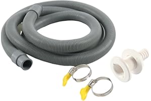 Kexpery Bilge Pump Hose Installation Kit PVC Flexible Bilge Pump Hose Installation Kit with 2 Clamps Thru-Hull Fitting for Boats