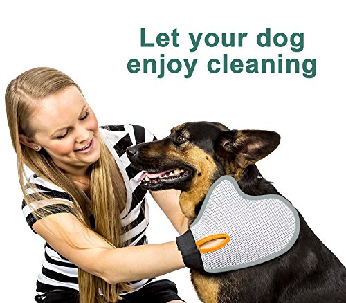 Fellpflegehandschuh Bürste für Hunde, Poppypet Fellpflege Hundebürste, Entfernt lose Haare, massiert Ihren Hund, mit Metall Noppen, Metallborsten, Massagehandschuh - 7