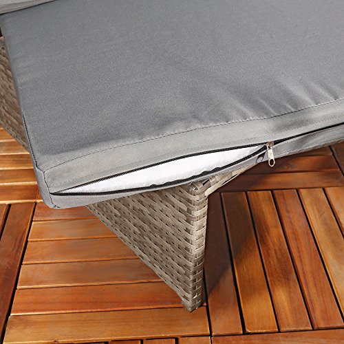 Sitzgarnitur + 2 Sessel und Tisch Gartenset Gartenmöbel Lounge Poly Rattan grau