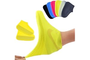 ‎TBLMPNE Silikon Regenüberschuhe, Silikon Überschuhe Wasserdichte Silikon Schuhüberzieher Wiederverwendbare rutschfeste Überschuhe Anti-Rutsch Schuhüberzieher für Regen, Schlammige Straßen (L, Gelb)